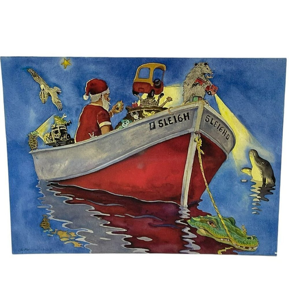 Stig Marcussen Artist Art Print Kitschy Santa Art Unframed Christmas